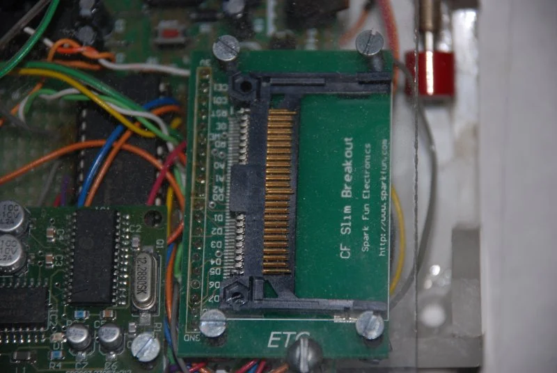 Close-up of the flash card slot