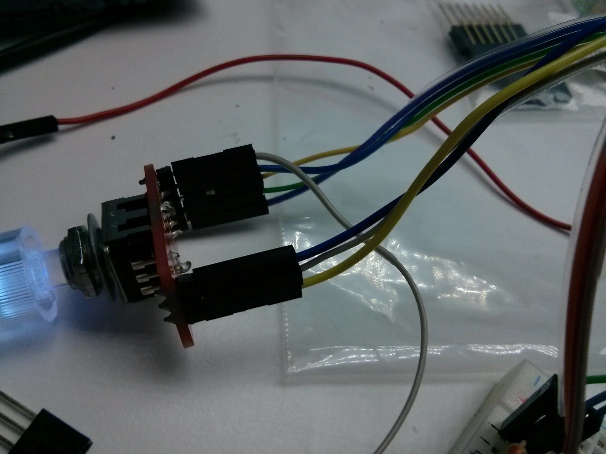 Testing RGB LED Encoder, the extra four wires here are for the RGB Led