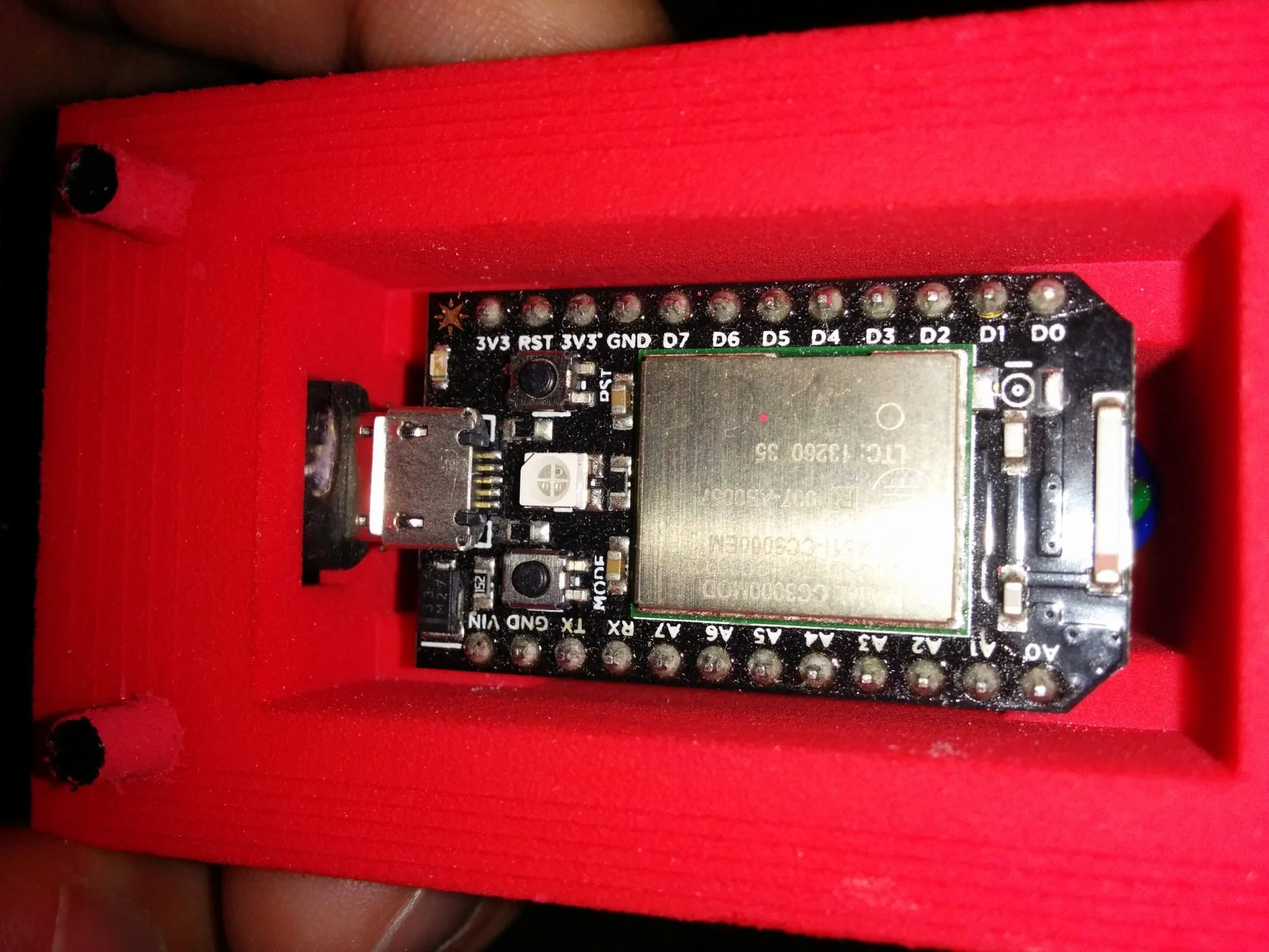 The Spark core fitted into the model.