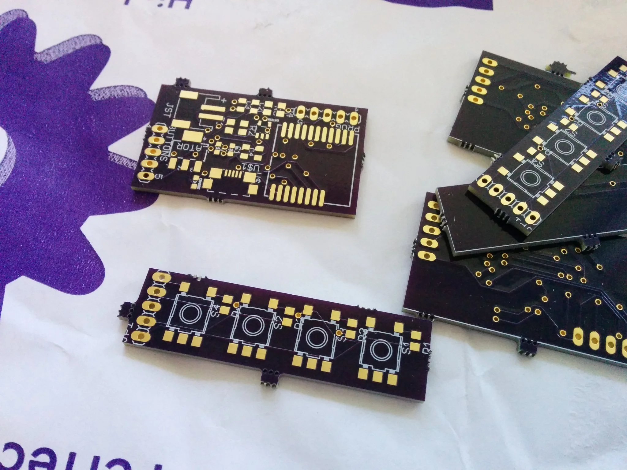 Purple PCB's from Ian, the first revision of my hand control boards